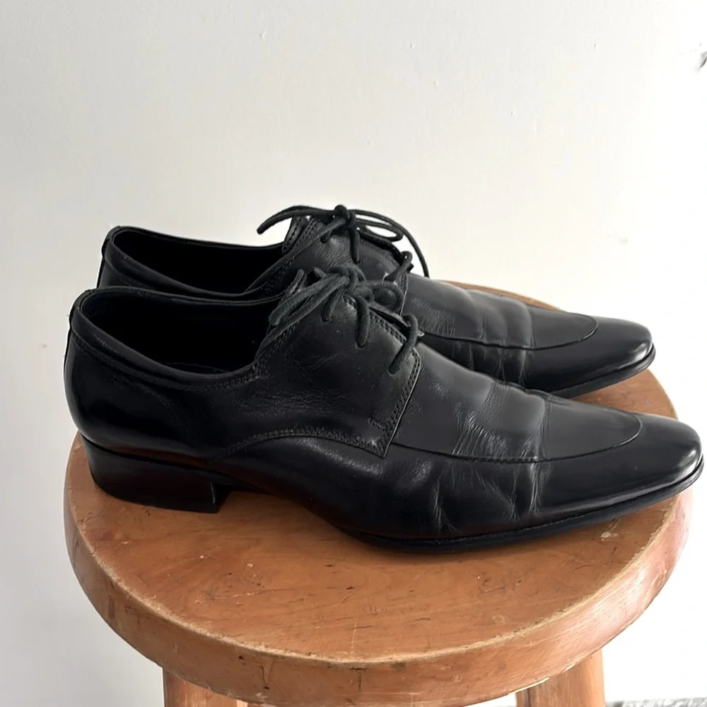 Ernesto‎ Dolani Black Leather Men's Oxford Dress Shoes Size EU38